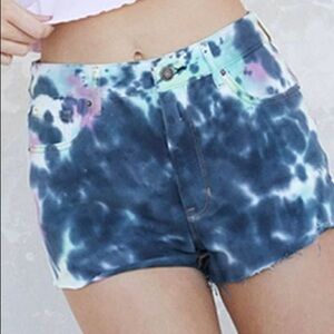 NWT Pacsun Tie Dye High Waisted Denim  Festival Shorts Size 26 Colorful Jeans